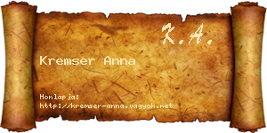 Kremser Anna névjegykártya
